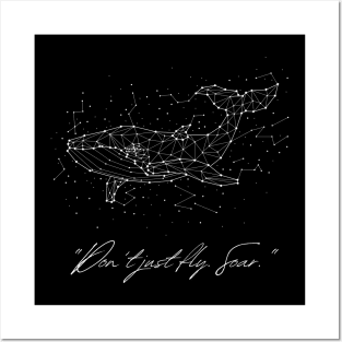 Black White Illustration Star Constellation Whale Posters and Art